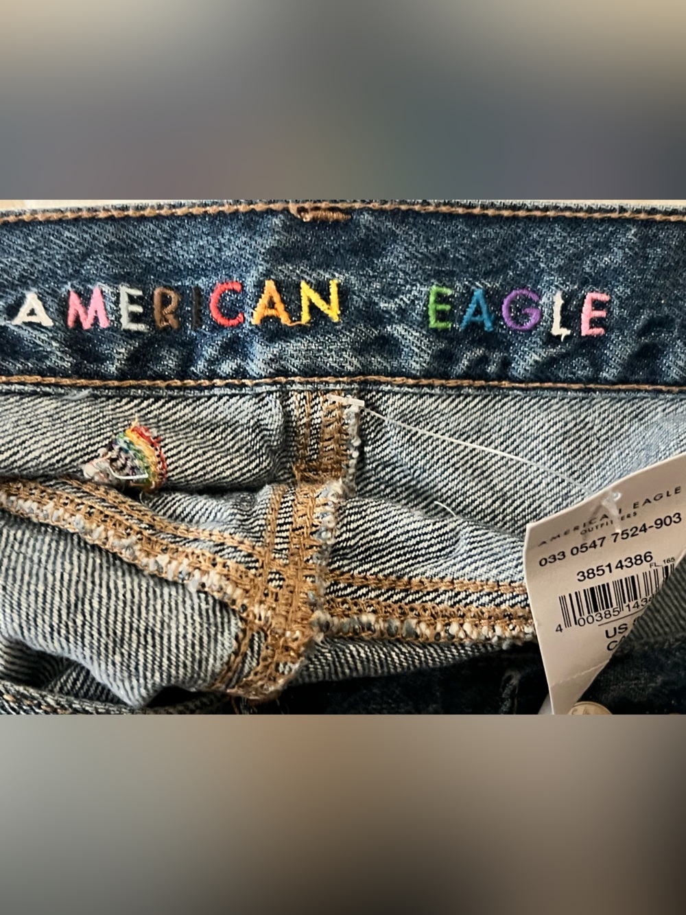 NWT American Eagle Boyfriend Embroidered High-Rise Women's Denim Shorts, Size 8 - Picture 13 of 14